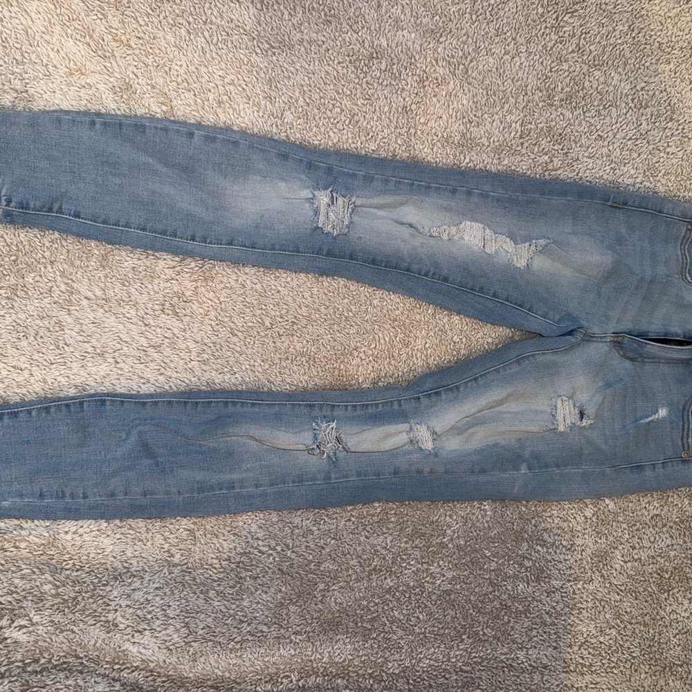 Distressed Blue Jeans